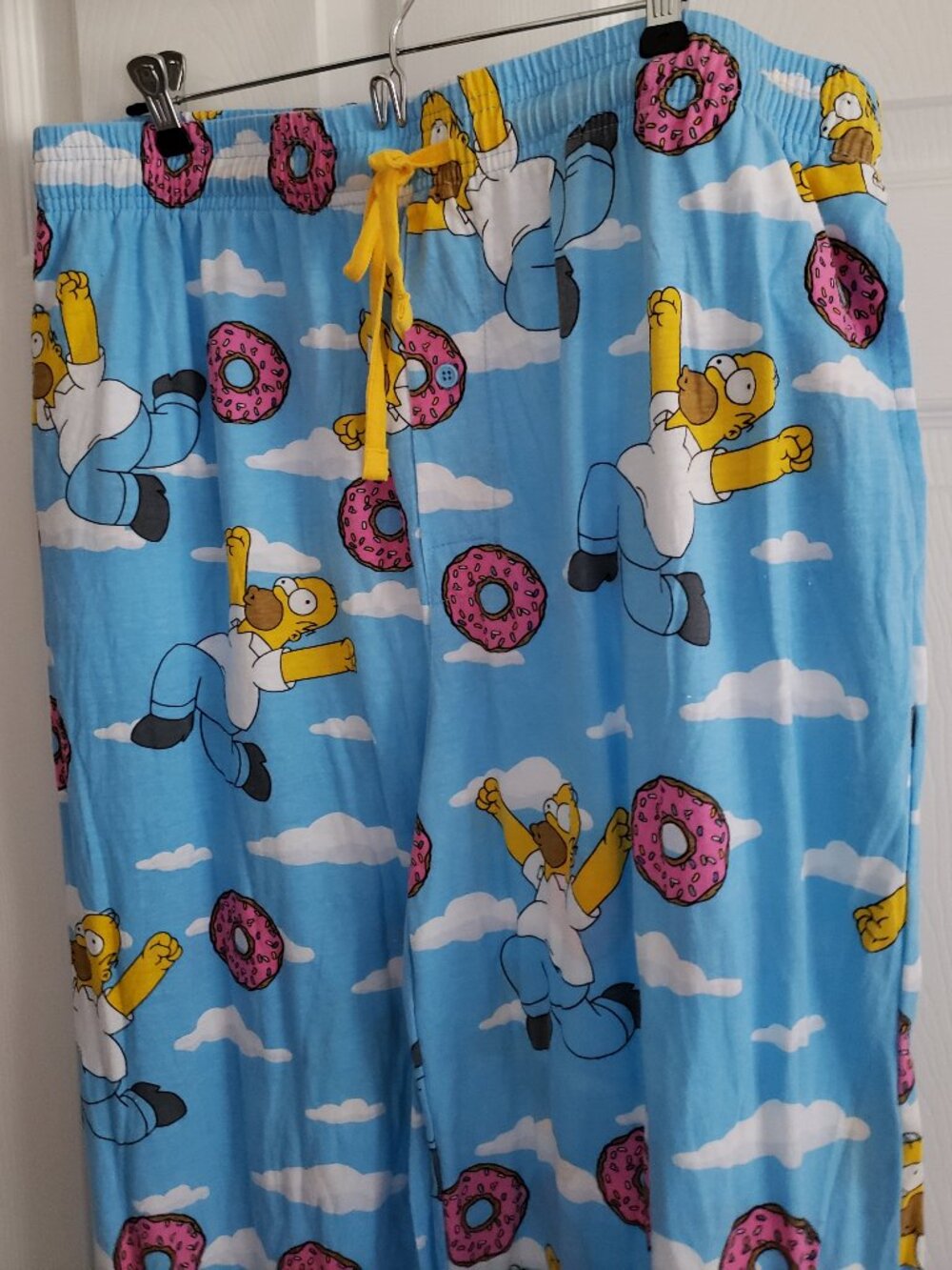The simpsons pyjama pants iconic blue with clouds and donuts 2XL
